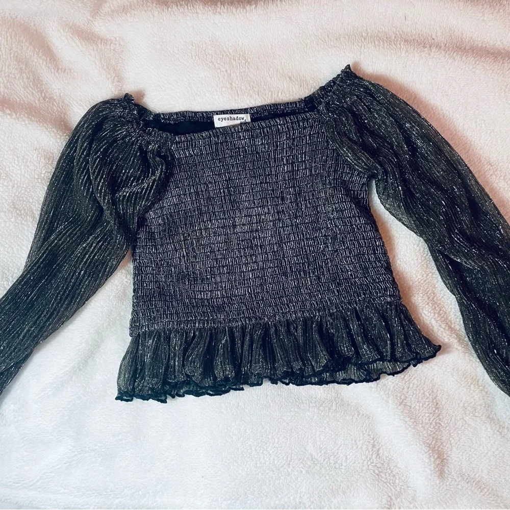 Girls 10-12 Eyeshadow 2-Piece Smocked Top and Velour Pants Set